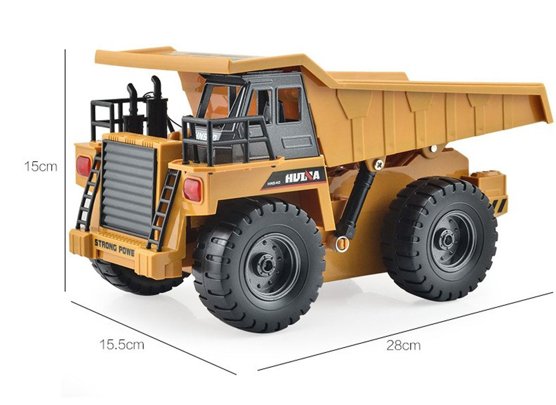 HUINA 2.4G RC 6 Channel 1:18 Alloy Remote Control Dump Truck Loader Toy Car Engineering Kids