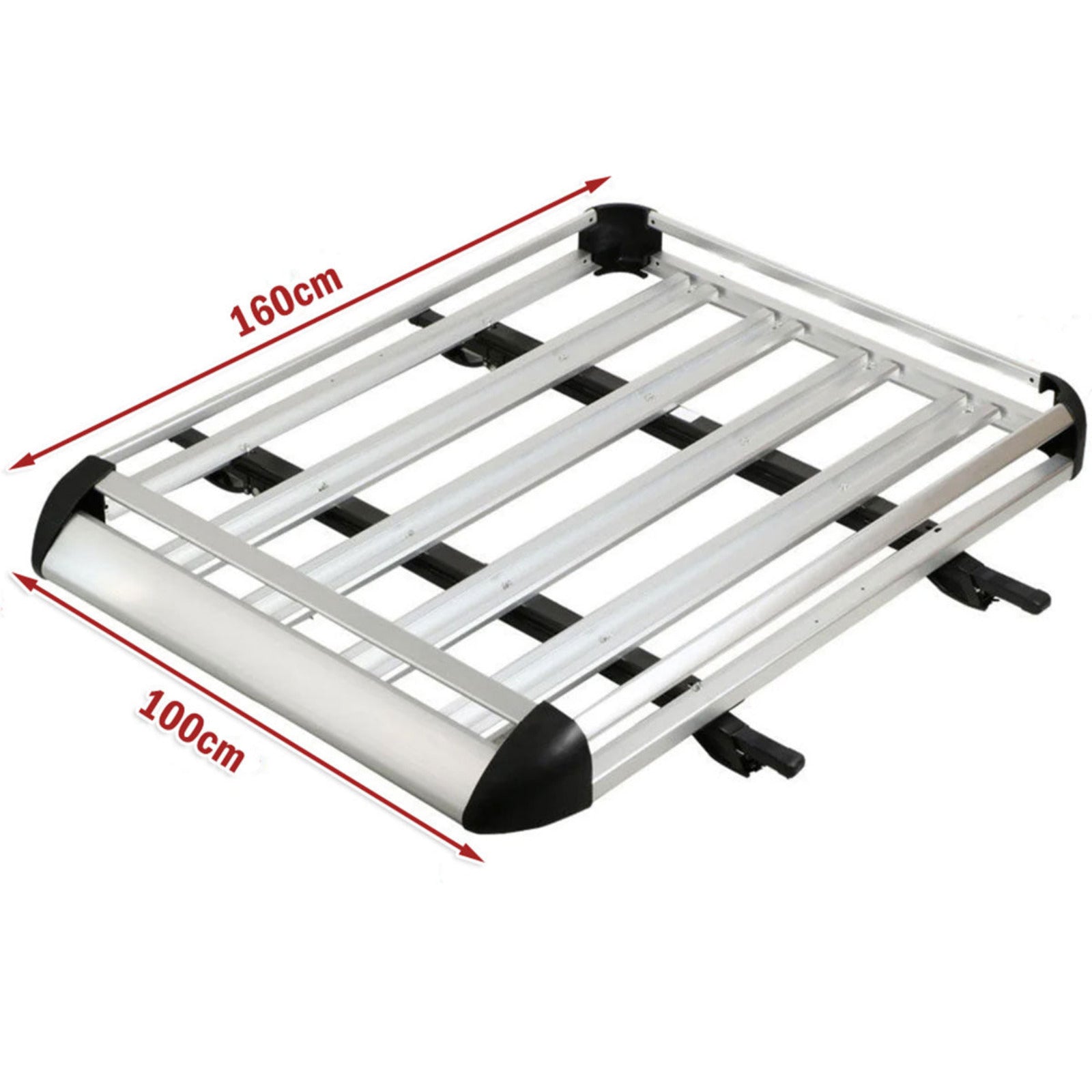 Car roof rack with dimensions on a white background