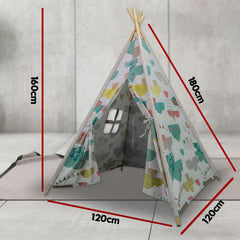 Giant Cotton Canvas Kids Teepee Children Pretend Play Tent Indoor Outdoor Party Cloud
