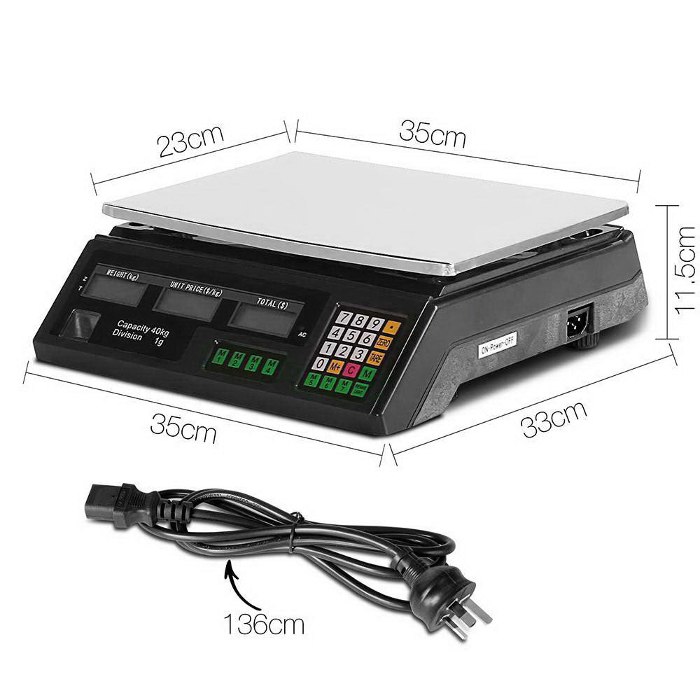 Kitchen Scale Digital Commercial Postal Shop Electronic Weight Scales Food 40KG