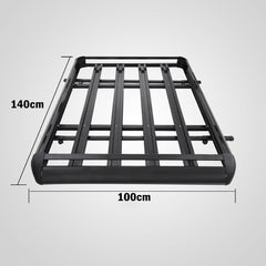 1.4M Aluminium Alloy Car 4WD 4x4 Roof Rack Basket Cargo Luggage Carrier Box Bar Black