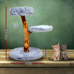 Wood Cat Tree Scratching Post Scratcher Pole Toy House Furniture Resort 2 Levels