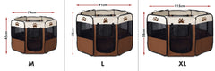 8 Panel Pet Dog Cat Crate Play Pen Bags Kennel Portable Tent Playpen Puppy Cage - brown