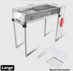 Stainless Steel Portable Outdoor BBQ Barbecue Grill Set Charcoal Kebab Picnic Camping Sets