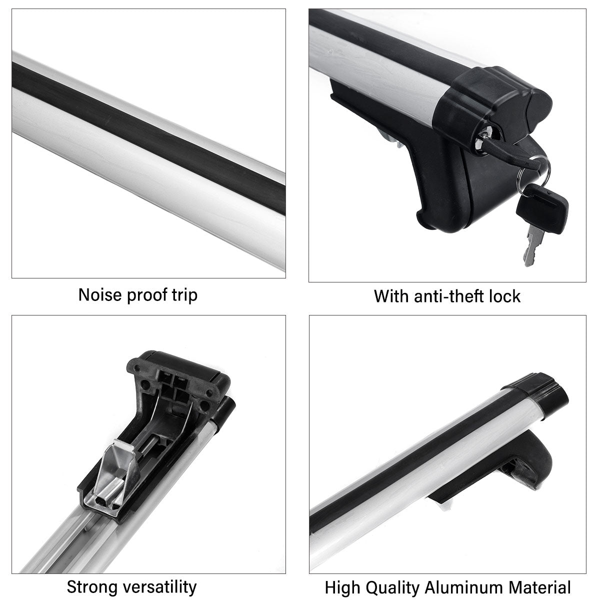 Universal Adjustable Aluminum Alloy Aero Car Roof Rack Cross Bars Carrier Lockable