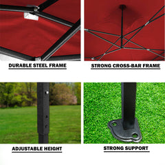 3x3m Pop Up Gazebo Outdoor Tent Folding Marquee Party Camping Market Canopy w/ Side Wall - red
