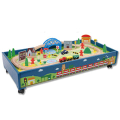 Wooden Train Table Children Pretend Play Set Toy Kids Toddlers Thomas The Tank