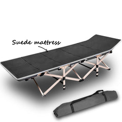 Camping Portable Stretcher Single Foldable Folding Bed Mattress Recliner Mat Grey
