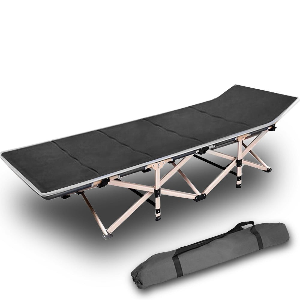 Camping Portable Stretcher Single Foldable Folding Bed Mattress Recliner Mat Grey