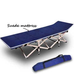 Camping Portable Stretcher Single Foldable Folding Bed Mattress Recliner Mat Navy