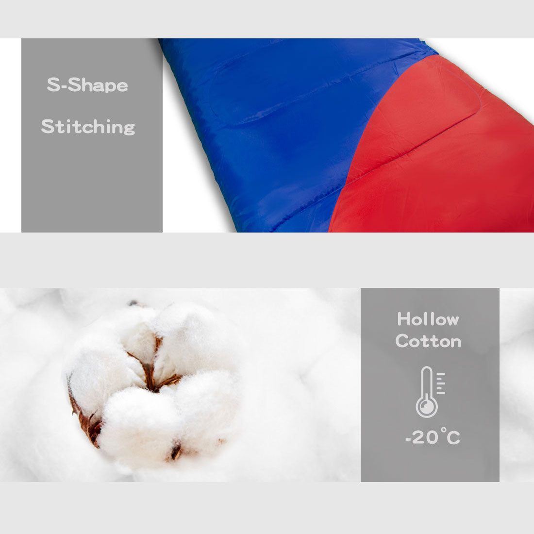 '-20°C Sleeping Bag Bags Single Outdoor Camping Hiking Tent Winter Thermal Flannel