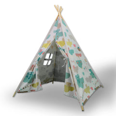 Giant Cotton Canvas Kids Teepee Children Pretend Play Tent Indoor Outdoor Party Cloud Pattern