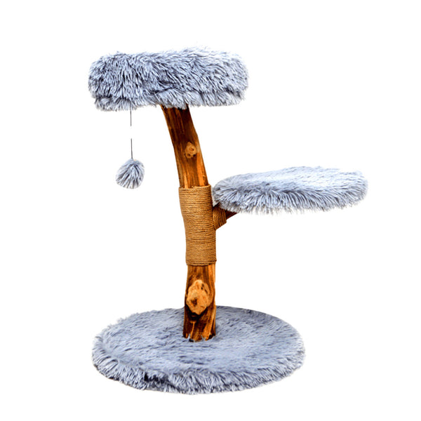 Wood Cat Tree Scratching Post Scratcher Pole Toy House Furniture Resort 2 Levels