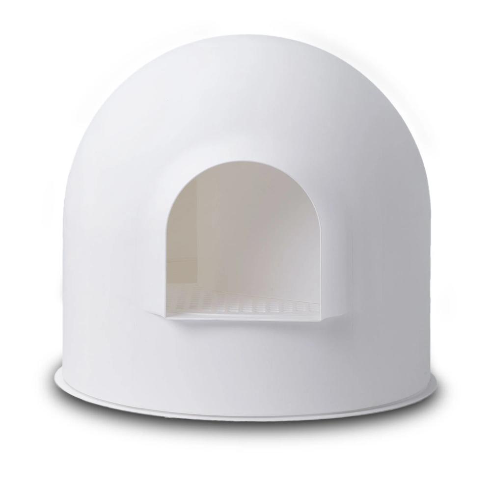 Pidan Igloo Snow House Portable Hooded Cat Toilet Litter Box Tray House w/ Scoop - white