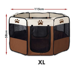 8 Panel Pet Dog Cat Crate Play Pen Bags Kennel Portable Tent Playpen Puppy Cage Extra Large Brown